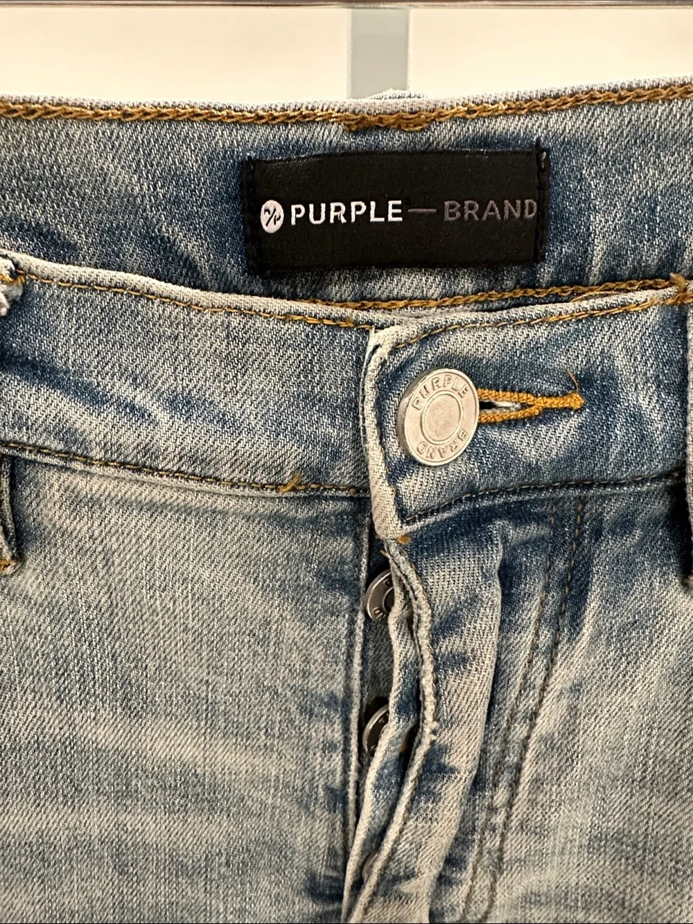 Purple Brand Men’s Light Blue Paint-Splatter Jeans